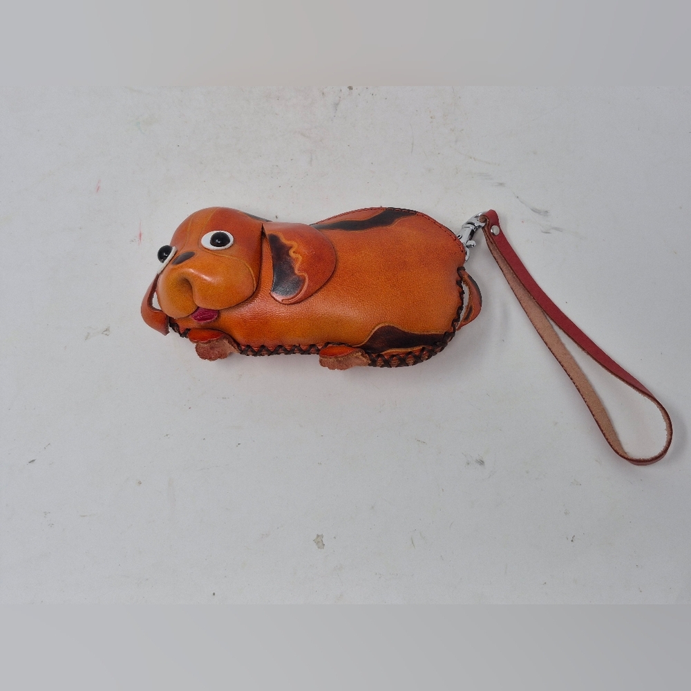 Tooled Leather Style Dog Coin Purse